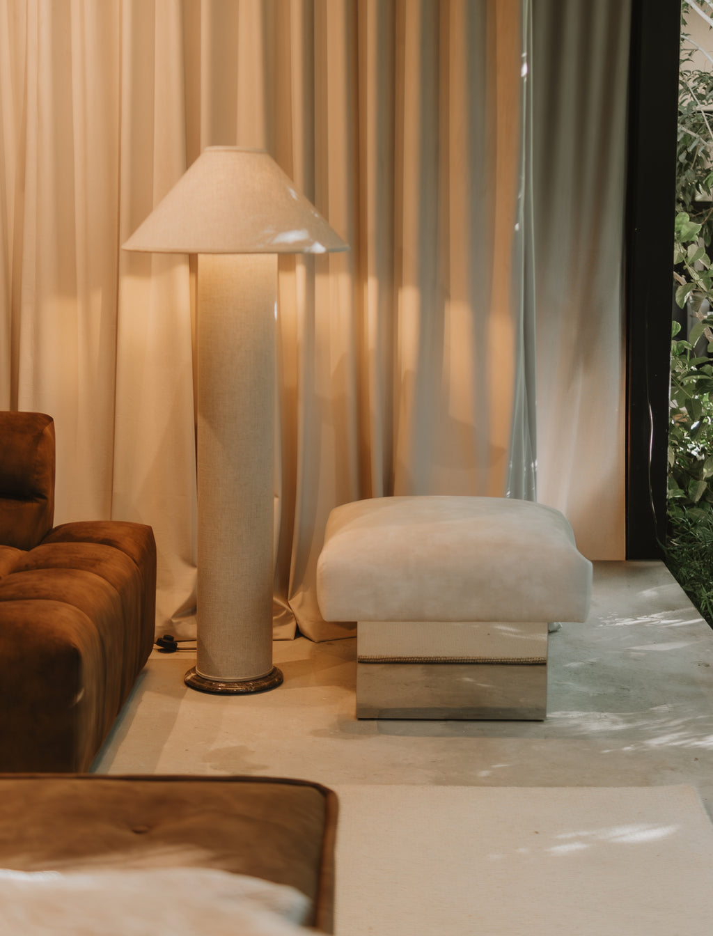 The CLIFTON IN BALANCE ottoman in stainless steel