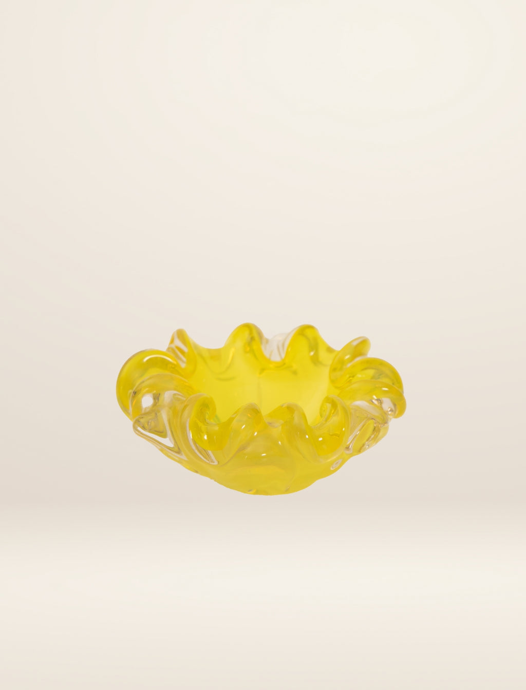 Murano Glass Ashtray in Fluorescent Yellow