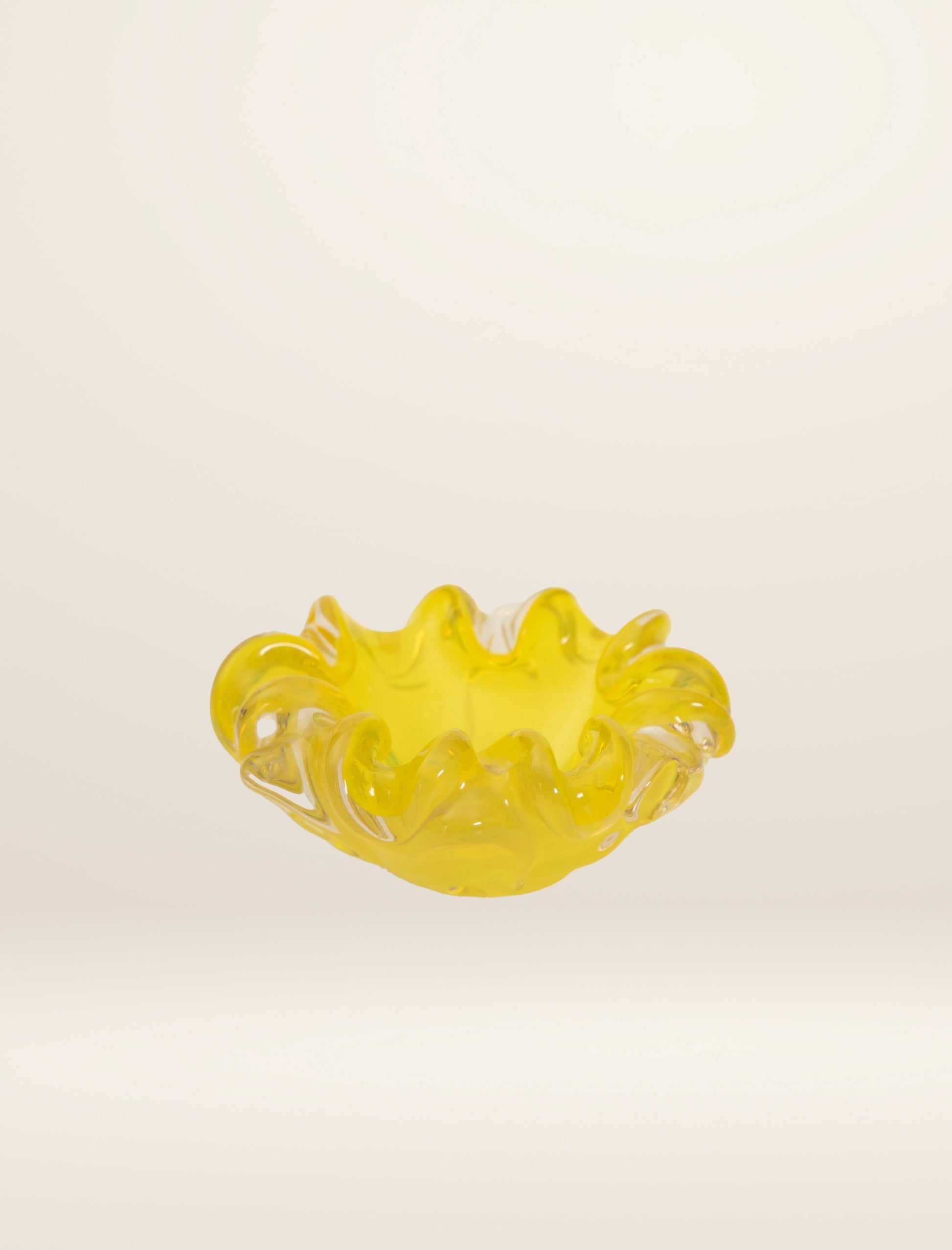 Murano Glass Ashtray in Fluorescent Yellow