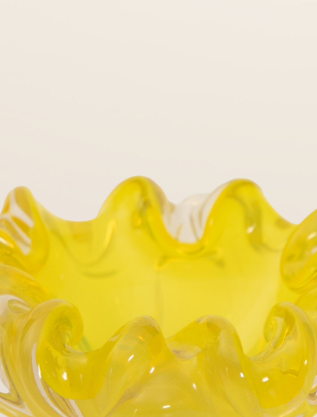 Murano Glass Ashtray in Fluorescent Yellow