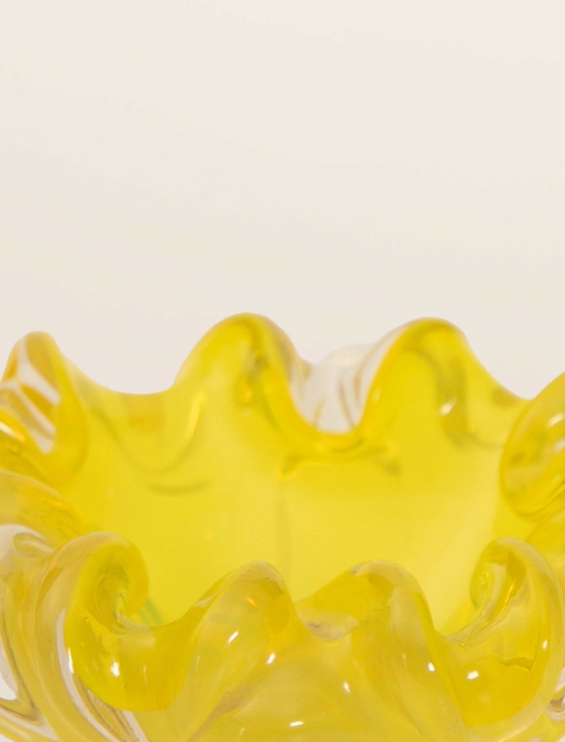 Murano Glass Ashtray in Fluorescent Yellow