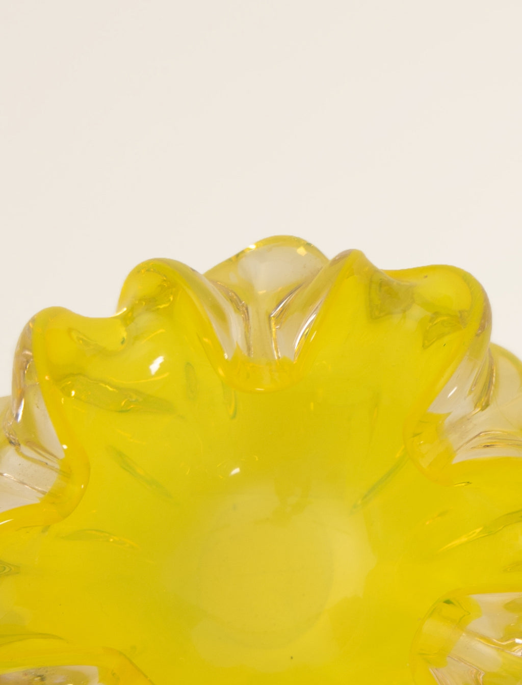 Murano Glass Ashtray in Fluorescent Yellow