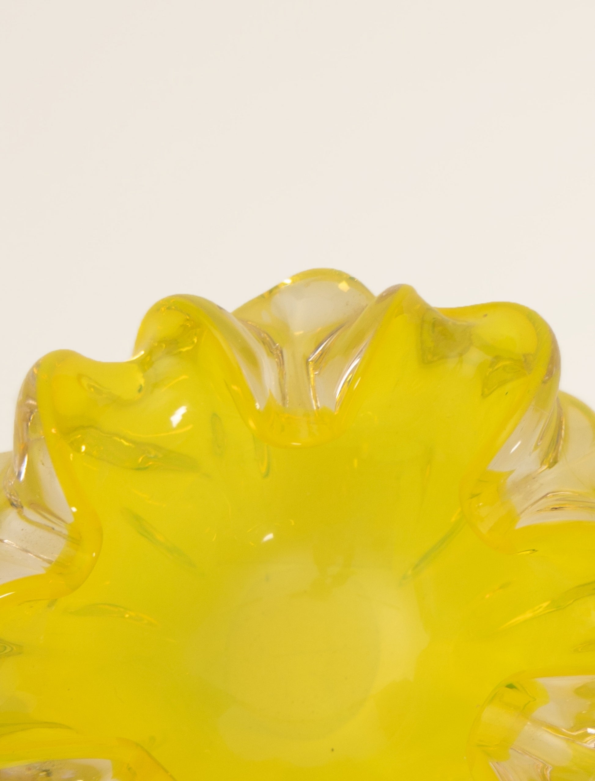 Murano Glass Ashtray in Fluorescent Yellow