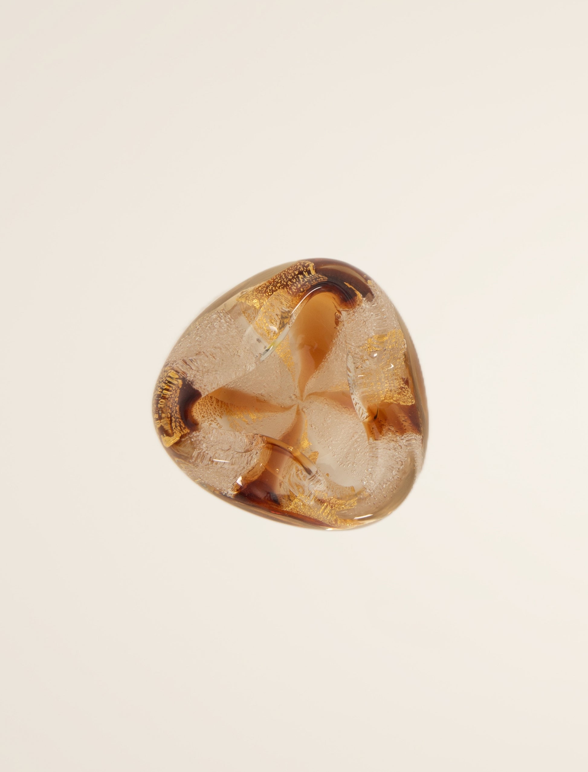 Murano Glass Ashtray in Amber, White and Gold