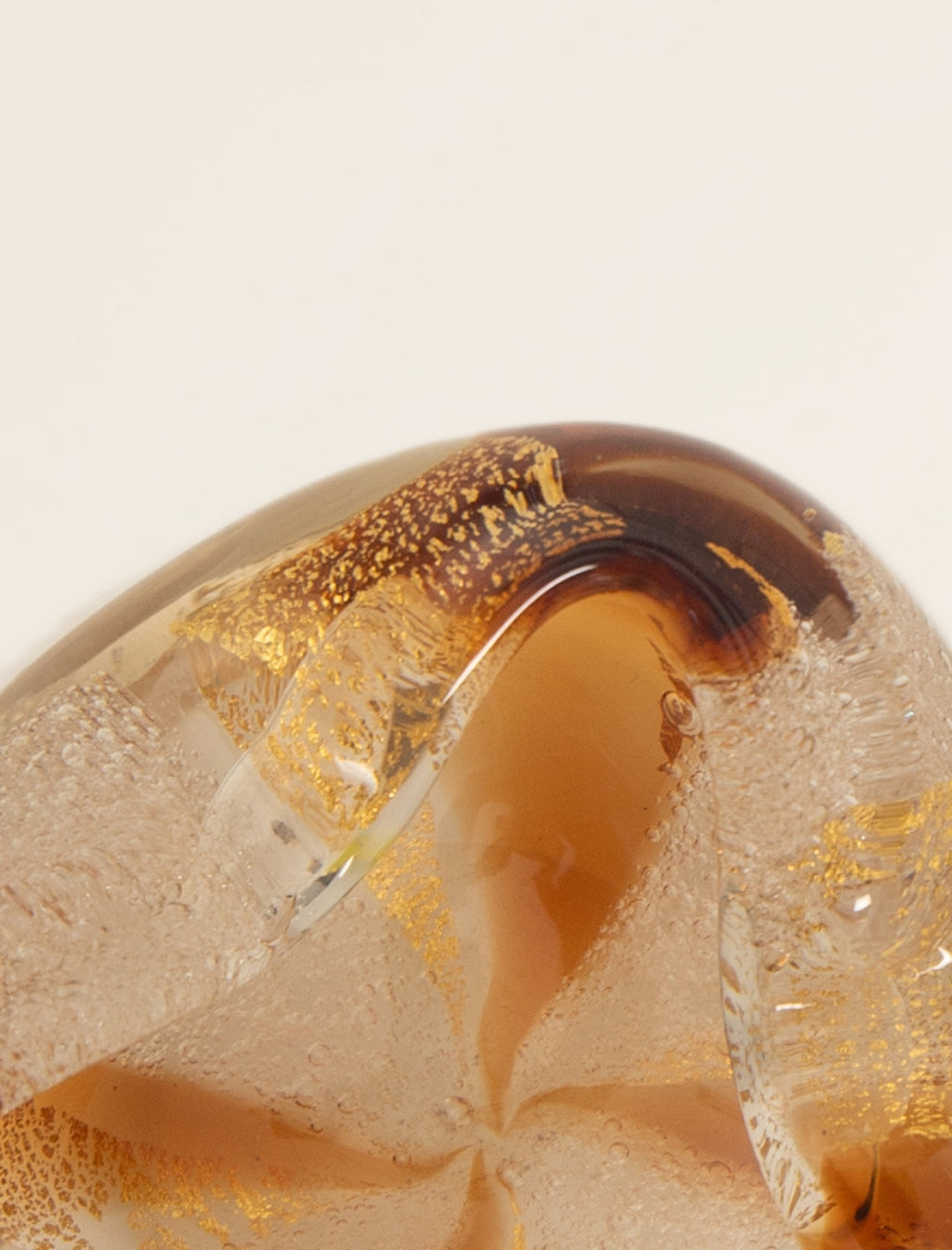 Murano Glass Ashtray in Amber, White and Gold