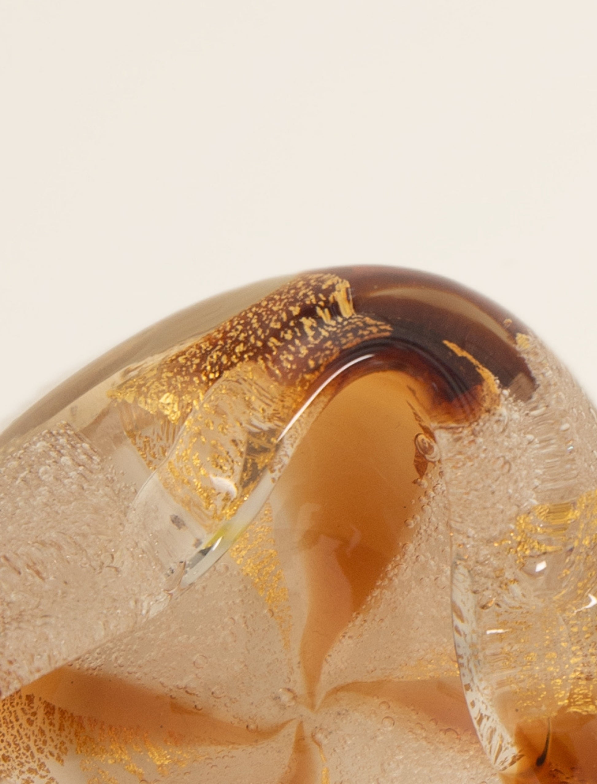 Murano Glass Ashtray in Amber, White and Gold