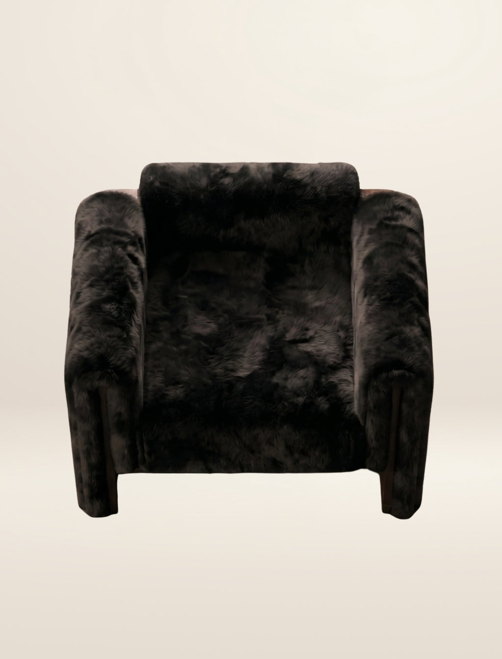 The SOCIALÉ occasional chair, in char shearling on chocolate wood