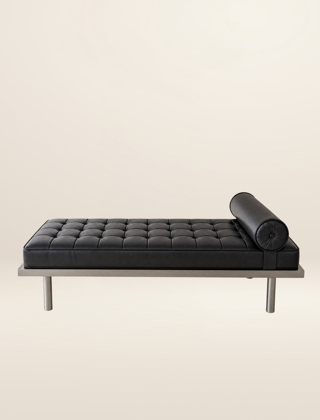 The VERONA day bed in char leather and steel