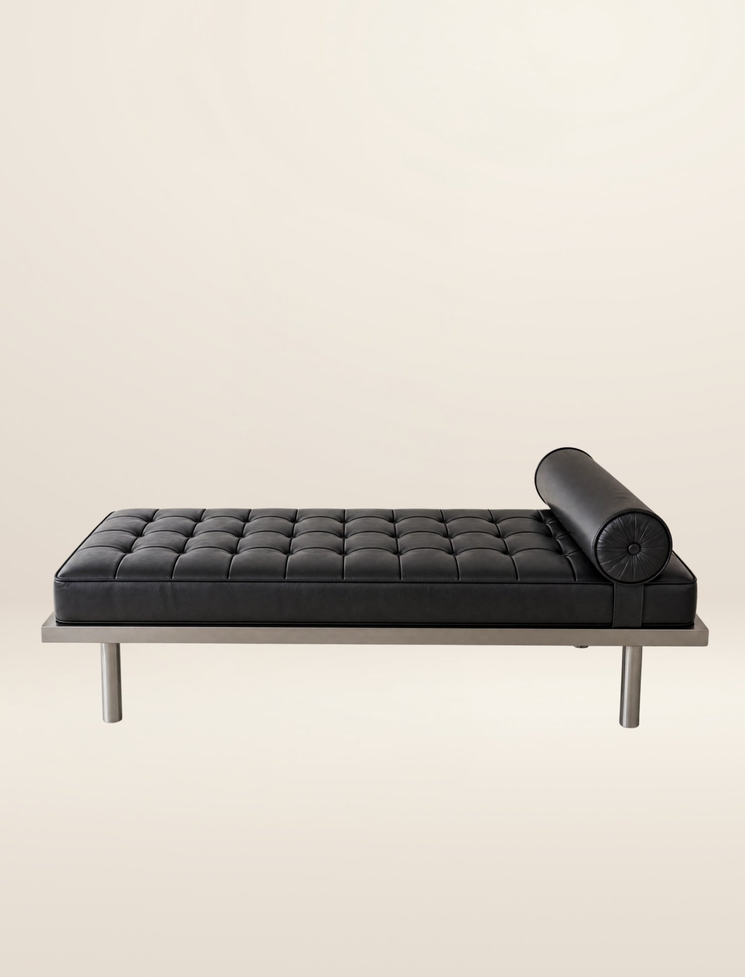The VERONA day bed in char leather and steel