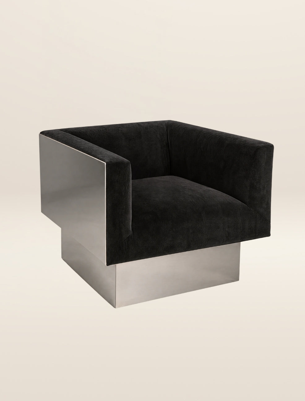 The CLIFTON IN BALANCE armchair in char and stainless steel