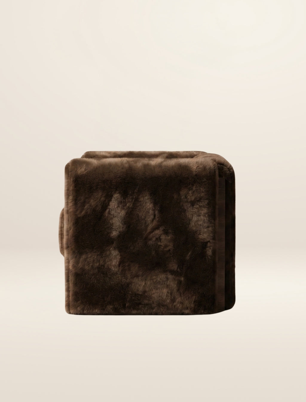 The SOCIALÉ occasional chair, in chocolate shearling on chocolate wood