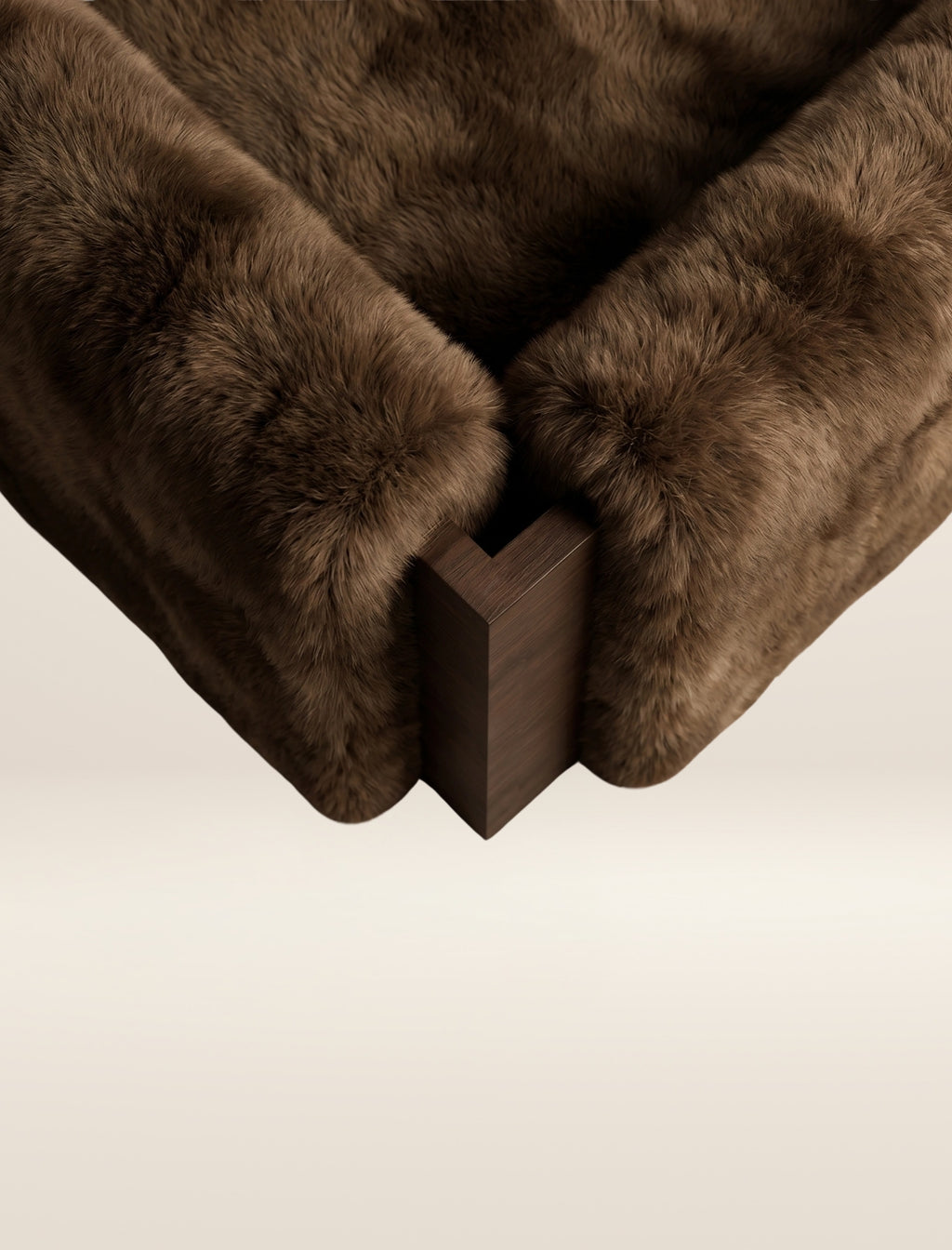 The SOCIALÉ occasional chair, in chocolate shearling on chocolate wood