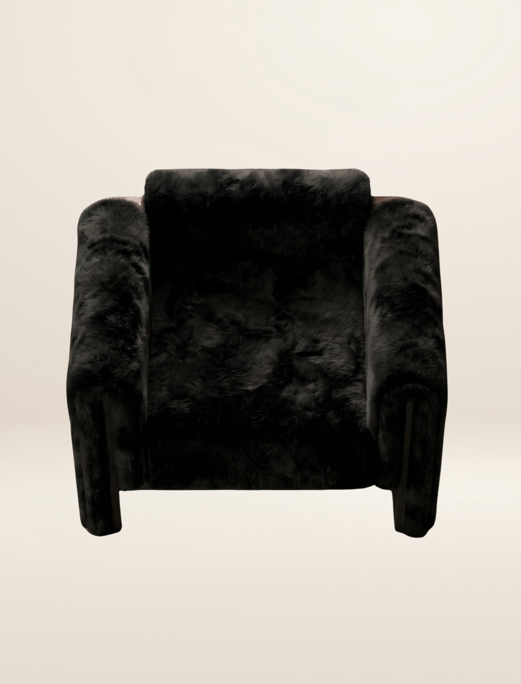The SOCIALÉ occasional chair, in char shearling on char wood