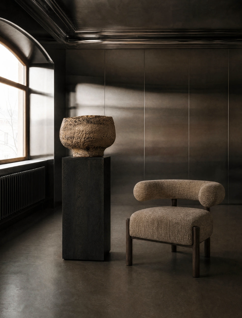 The CASEY occasional chair in tobacco