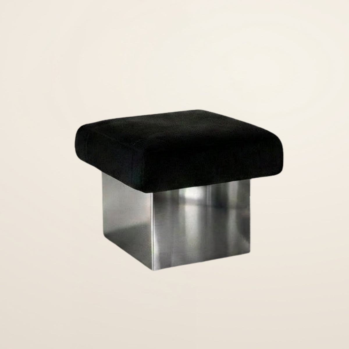 The CLIFTON IN BALANCE ottoman in stainless steel and char