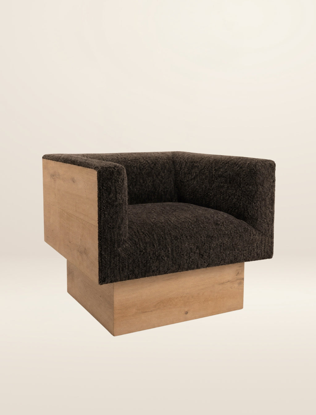 The CLIFTON IN BALANCE armchair in dark chocolate and oak