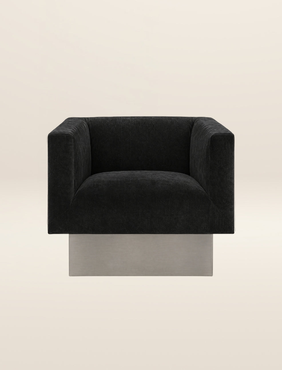 The CLIFTON IN BALANCE armchair in char and stainless steel