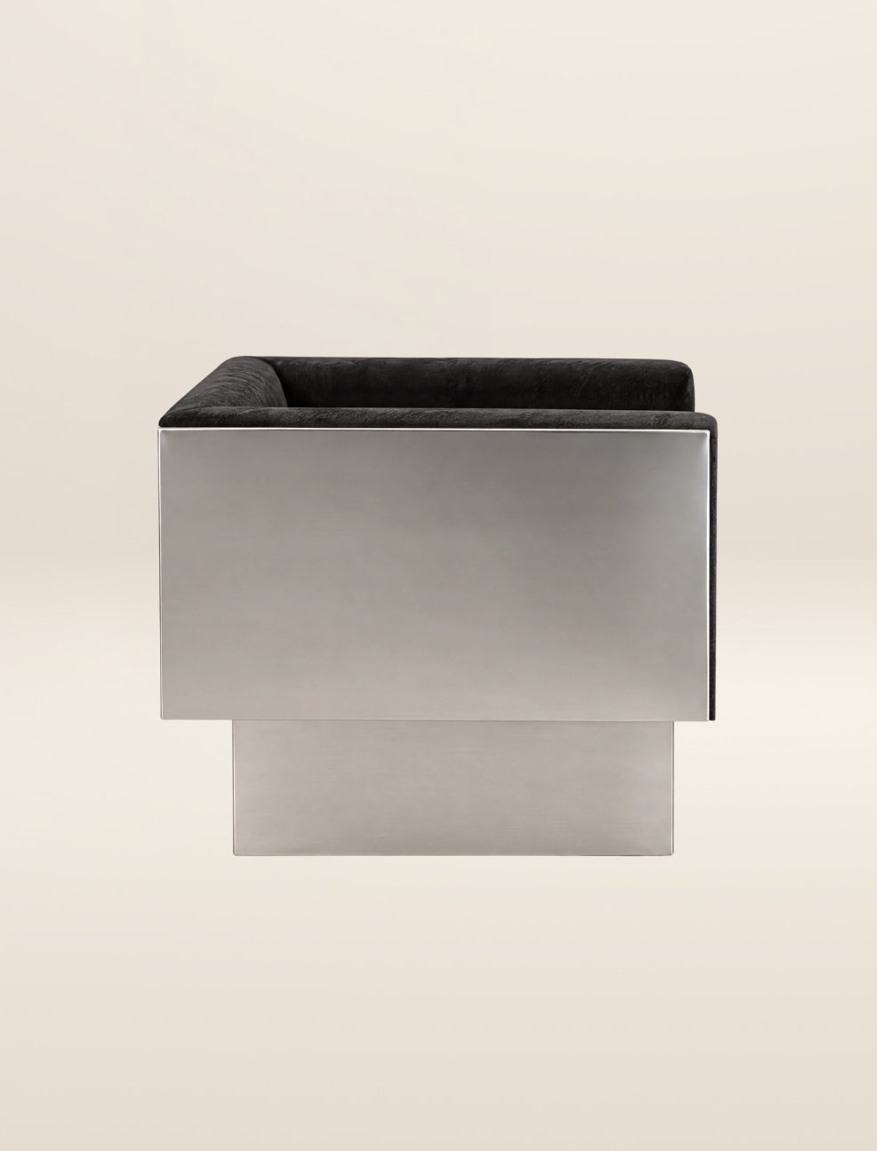 The CLIFTON IN BALANCE armchair in char and stainless steel