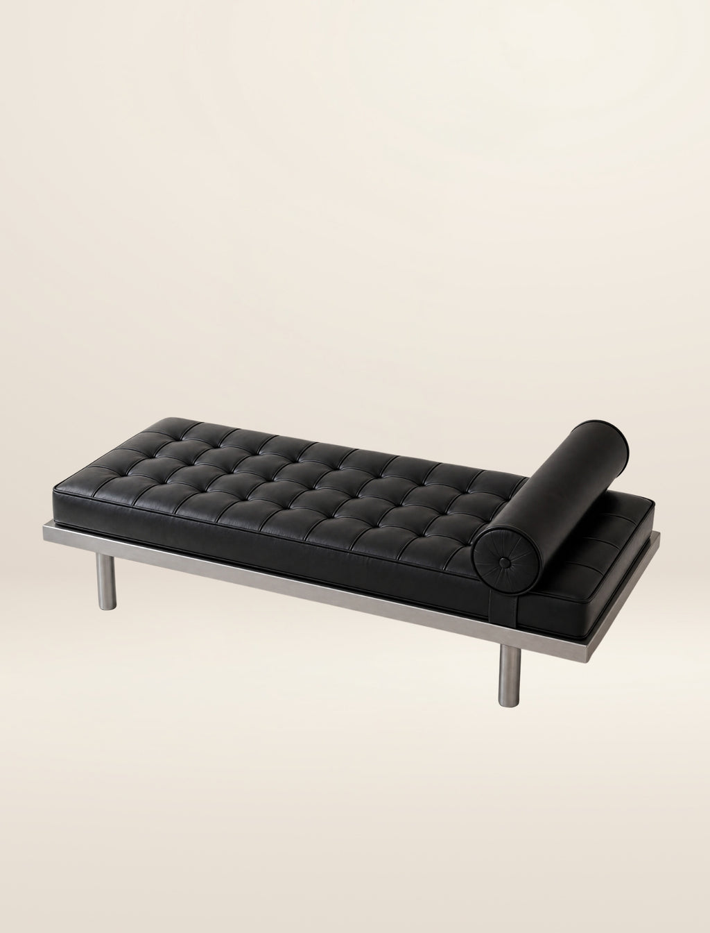 The VERONA day bed in char leather and steel