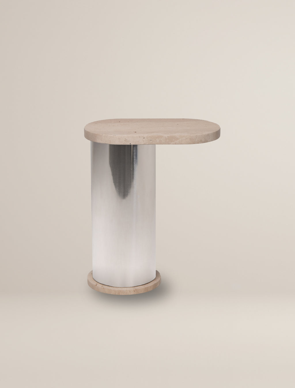 The SOMETHING ON THE SIDE side table in travertine